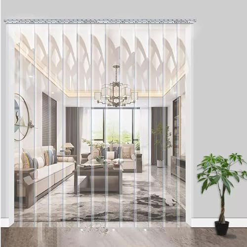 JIwqDY Streifen Türvorhang Glatt Kunststoff Lamellenvorhang Transparenter PVC Vorhang Streifen 1,7mm Dicke für Lager Keller Fabriken (Color : Clear, Size : 120x220cm)