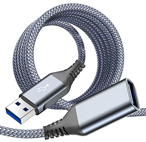 Sweguard Cavo di prolunga USB 3.0 4 m – A maschio a femmina A, nylon, 5 Gbps super veloce per lettore di schede, tastiera, stampante, scanner, fotocamera, hub
