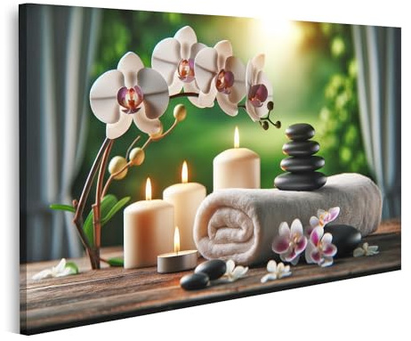 islandburner Quadro su tela oasi di benessere con candele e orchidee massaggio tailandese immagini murali poster