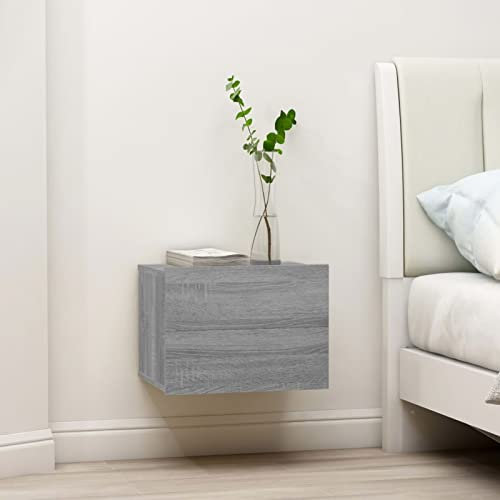 Homgoday Nachttisch, Beistelltisch mit Schublade, Nachttisch, Sperrholz, Grau, 40 x 30 x 30 cm, für Schlafzimmer, Wohnzimmer