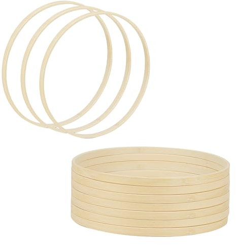 HEIYUET 10 Stück 20cm Holzringe Zum Basteln, Holzreifen Makramee Ringe Traumfänger Ringe, Bambus Ringe für Traumfänger Hochzeit Kranz DIY Handwerk