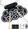 Batteria elettronica, 9 pad per batteria elettrica con jack per cuffie e altoparlante incorporato per 10 ore di riproduzione con pedali per bacchette, regalo di compleanno per adulti, studenti