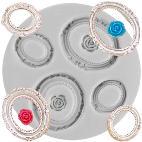 MINFEIDMS Moules en silicone pour cadre photo, cadres photo, cadres photo, cadres baroques, vintage, cadre miroir, chocolat, bonbons, rose pour décoration de gâteaux en sucre, décoration de cupcakes,