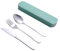Travel Cutlery Set, 4pcs Exquisite Travel Cutlery Set with Case, Reusable Portable Cutlery Set, Suitable for Camping, Picnic, School, Office, Everyday Use (Green)