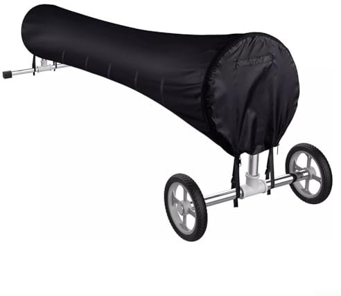 All Weather Pool Cover Reel with Adjustable Straps, Heavy Duty Polyethylene, Black, 16/18/20/24FT Size (18FT)