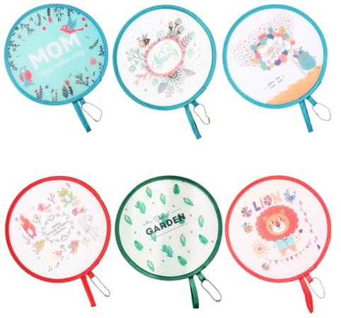 Lot de 6 éventails ronds pliables de style japonais, Éventails Ronds Pliants Ventilateurs de Style Japonais Éventail Ronds Pliables de Festival d'Été Éventails à Main Portables avec Beaux Motifs