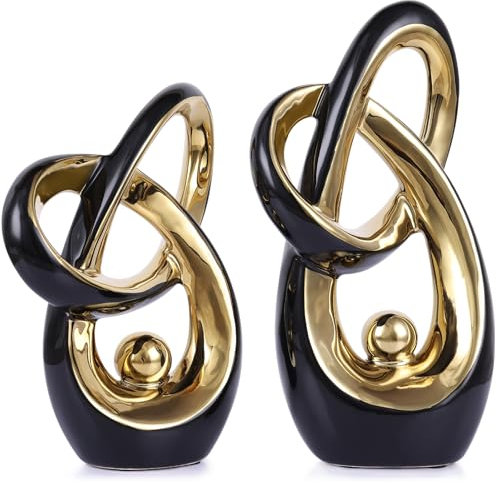 LINYTHER Schwarz-Gold-Dekor, abstrakte moderne Kunst, Krimskrams für Regale, Couchtisch, Esstisch, Kaminsims, TV-Ständer