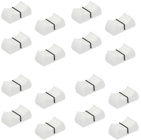 Slider Fader Knobs, 16 Stück Fader Caps Mixer Slider Fader Knobs Ersatz für Gitarrenkonsole Lautstärkeregelung Helligkeit, 24 x 12 x 11 mm (weiß)