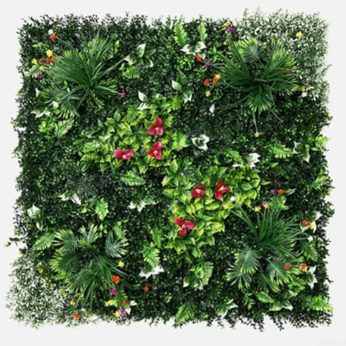 Hasaller Dekorative Zäune Kunstpflanze Wandpaneel Indoor Outdoor Kunstpflanze Wand Kunstpflanze Blume Wohnwandpaneele für Haus Garten Büro Café Shop Salon Hochzeit 50×50cm(A)