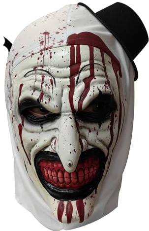 KQLHLHDYZ Halloween-Maske für Erwachsene, erschreckende Clown-Maske mit Hut, Horrormaske aus Latex