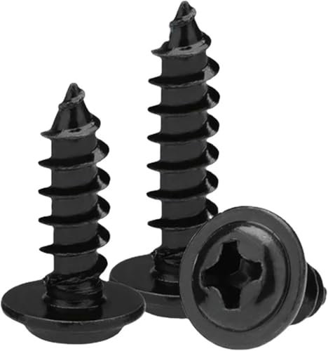 dvegGEE Hardware, Stellschrauben, 200 Stück/Lot M1,4 M1,7 M2 M2,5 M3 M3,5 M4 PWA Schwarze Kreuzschlitz-PWA-Kreuzrundkopf-selbstschneidende Schrauben mit Unterlegscheibe(M3.5 * 20 * 8 mm)