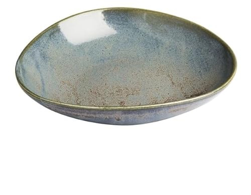 Olympia Ember Porcelain Triangle Bowls 245mm Pack of 4, Blue, 245x220mm | Uniquely shaped tableware reduces chipping and withstands heavy commercial use in busy catering environments.