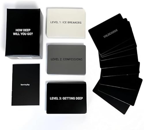 LAUFUY How Deep Will You Go?99 Icebreaker Conversation Card Game for Parties, Road Trips, Dates - Fun Game Night & Vacation Family, Friends Chat Starter Kit (1 Set)