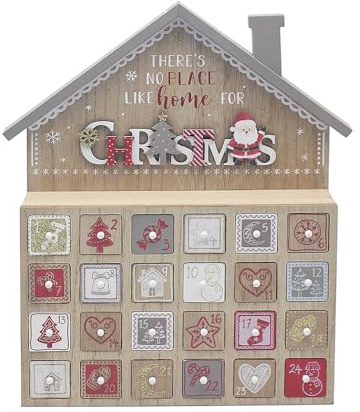 Lesser & Pavey Wooden Christmas Advent Calendar with Draws - 35cm x 30cm - Gift Idea for Christmas Xmas - Traditional Advent Calendar, UK Design, DIY Advent Calendar