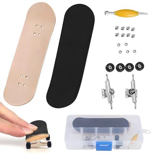Raheem Mini Skateboard with PU Non-slip Box Finger Board Finger Skateboard Maple Wooden Alloy Fingerboard Pro Finger Board Mini Skateboards for Kids Finger Reduce Pressure for Friends Kids