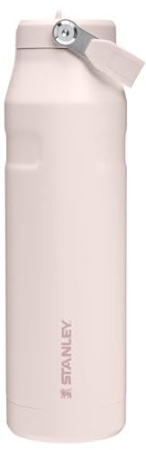 Stanley IceFlow Flip Straw 2.0 Water Bottle 36 oz | Built-In Straw with Larger Opening | Lightweight and Leak Resistant | Insulated Stainless Steel | BPA-Free | Rose Quartz