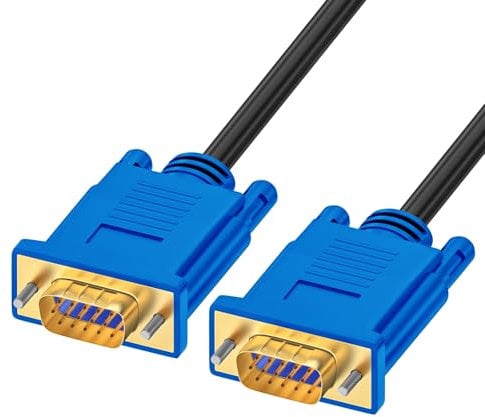Omivine Vga Câble 1,8 m – Câble VGA vers VGA 1080P Full HD PC Câble pour ordinateur, écran, projecteur, D-Sub noir, mâle vers mâle – Bleu
