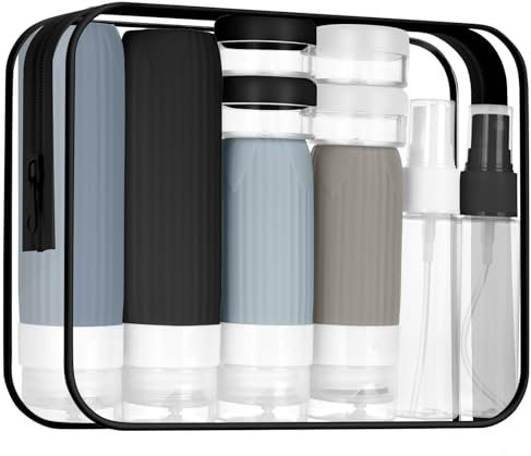 BUTBU Travel Bottles for Toiletries, 19 Pack Silicone Travel Bottles Set, Refillable Squeeze Travel Size Containers, Leakproof Travel Essentials Accessories for Shampoo, Conditioner, Lotion
