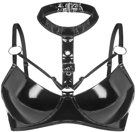 Maeau Damen Wetlook BH Glänzend Lackleder Bralette EU S-XXL