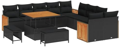 vidaXL Gartensofa-Set 13 STK. 12-Sitzanzahl Schwarz