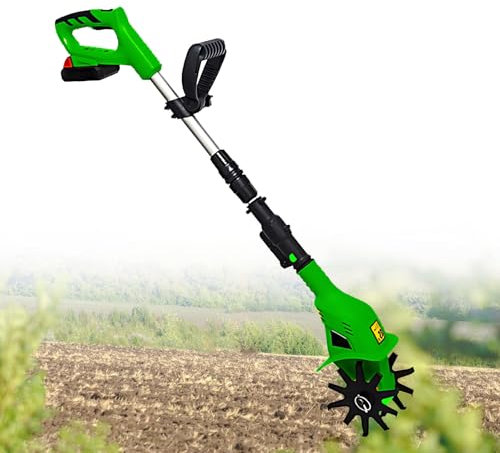 SHEUAO Motozappa,Motozappa per Orto Elettrozappa,Larghezza di Lavoro 10CM,profondità 10CM,Motozappa Elettrica,Doppio Pulsante di Sicurezza,Green