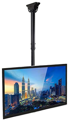 Soporte de TV para Techo, Altura Ajustable, rotación de 360 Grados, inclinación y Giro para televisores de Pantalla Plana LCD, LED, OLED y Plasma. Compatible con televisores de hasta 75 Pulgadas.