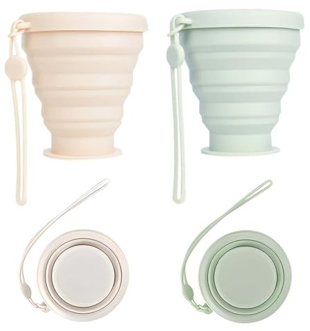 KEPYATI 180 Ml Bicchiere Portatile Pieghevole Da Viaggio Con Coperchio In Plastica, Bicchiere Pieghevole In Silicone Senza Bpa ，Riutilizzabile, Ideale Per Picnic, Campeggio, Escursionismo E Viaggi