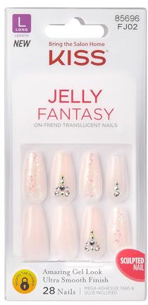 KISS Jelly Fantasy Sculpted Nails künstliche Fingernägel - Glitzer Pink