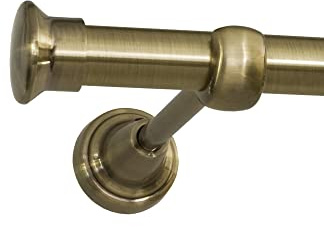 ROLLMAXXX Gardinenstange 320 cm 1-läufig Ø19 mm – Messing – Duo | Vorhangstange aus Metall Messing Design, Set inkl. Wandhalterungen & Endstücke, Alternative zur Gardinenschiene