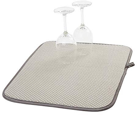 1X Geschirr-Abtropfmatte aus Mikrofaser für Küche – Verhindert Flecken und Streifen an Gläsern – Abtropfunterlage mit hoher Saugfähigkeit