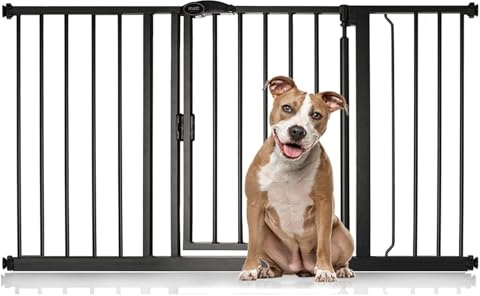 Bettacare Auto Close Pet Gate, 132.6cm - 139.6cm, Matt Black, Pressure Fit Stair Gate for Dog & Puppy, Safety Barrier for Doors Hallways and Spaces, Easy Installation | Pressure fit, no drilling, one-handed opening, double locking, auto-close, easy install.