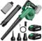 K I M O. Cordless Leaf Blower Vacuum Combo 4 in 1, 3 Nozzles &3 Modes for Inflation & Deflation, Extended Tube & Variable Speed, 20000RPM 150MPH, 2x2000mAh Battery Powered Leaf Blowers for Lawn Care