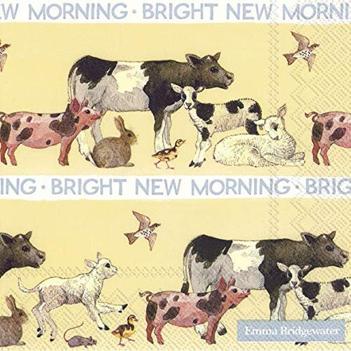IHR Emma Bridgewater Papierservietten, Motiv Morgentiere, 33 cm, quadratisch, 20 Stück