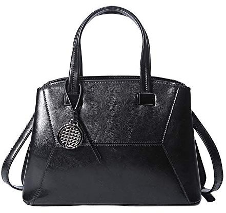 Coolives Damen Tasche Kleine Handtasche Henkeltasche Umhängetasche Schultertasche aus Leder Schwarz EINWEG