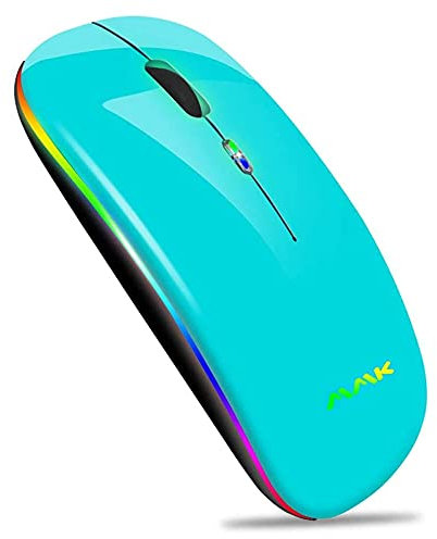 kabellose Bluetooth Maus 2.4G tragbare optische USB-Funkmäuse, wiederaufladbare LED-Dual-Mode (Bluetooth 5.0 und 2.4G drahtlos) für Laptop, PC, iOS, Android, Windows (Himmelblau)
