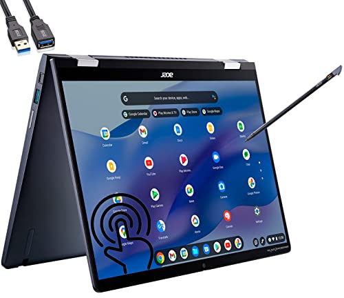 acer Chromebook Spin 714 Ordinateur portable 2 en 1 WUXGA 14 12e génération Intel 10-Core i5-1235U, 8 Go de RAM LPDDR4X, SSD PCIe de 1 To, WiFi 6, BT 5.2, KB rétroéclairé, stylet, Chrome OS, câble