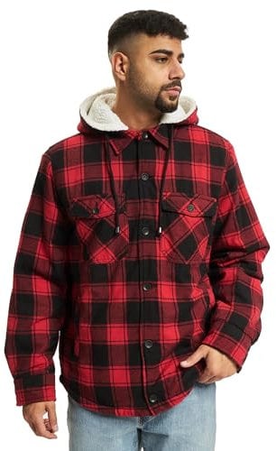 Brandit Lumber Jacket Hooded, Farbe: red/black, Größe: XL