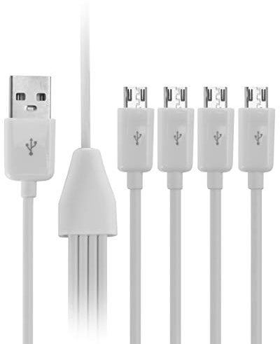 Câble répartiteur USB vers micro USB 4 en 1 USB 2.0 A mâle vers trois micro USB mâles 1 à 4 câble de charge de synchronisation 50 cm (Blanc)