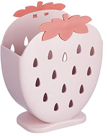 Sytaun Cutlery Holder,Cutlery Basket,Kitchen Chopsticks Spoon Fork Storage Box Strawberry Draining Holder Container Light Pink