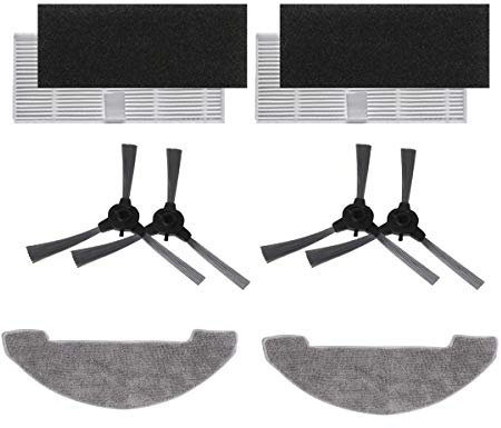 ZRF Lot de 4 filtres d'aspirateur compatibles avec Proscenic 850T - Comprend 4 filtres, 4 brosses latérales, 2 serpillères
