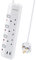 PARTH Protected Extension Lead with 2 USB Slots - 2m Long Cable 3 Way 13A Multi Plug Sockets Power Strips with Individual Switches - Wall Mountable Heavy Duty Extension Cords for School Home Office