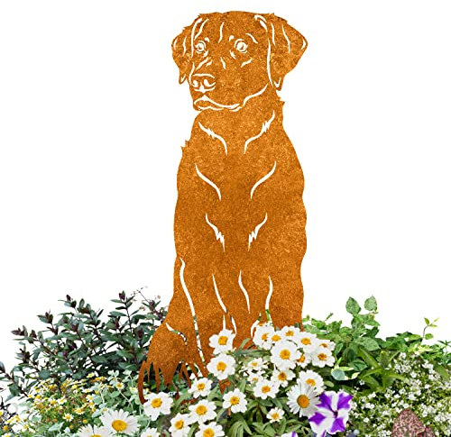 Terma Stahldesign Labrador Edelrost Hund Gartenstecker Handmade Germany gartendeko aus Rost-Metall deko rostoptik Rostfiguren Tiere rostfiguren Garten Rostdeko