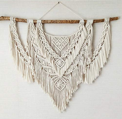 CBXSF Makramee Wandbehang Gross,90x85cm Große Natürliches Treibholz Böhmisches Wanddekor Makramee Wandteppich Über dem Kopfteil Kunsthandwerk Beige Makramee Hochzeit Dekor