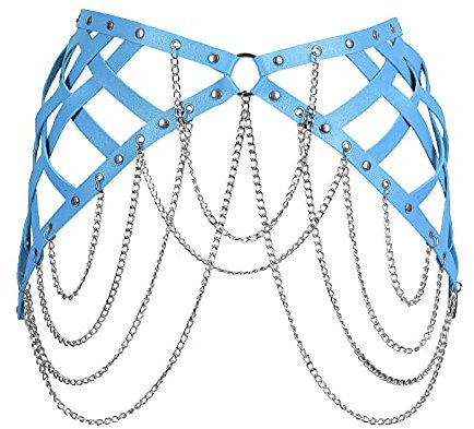 BBOHSS Damen Leder Body Harness Gürtel Karneval Punk Gothic Gürtel Tanz Halloween Kostüm Zubehör