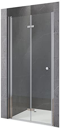 Duschtür 100 cm breit faltbar klappbar Nischentür Dusche einstellbar Nischenfalttür Faltdusche Faltduschwand rahmenlose Duschkabine Sicherheitsglas 5 mm Verstellbereich 99-101,5 cm Höhe 187 cm