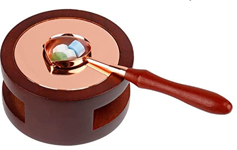 Calentador de sello de cera con cuchara de derretir, calentador de cera calentador de cera, sello de cera, calentador de agua para boda cera sobre sello