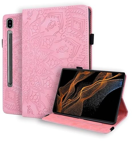 Vkooer Funda para Samsung Galaxy Tab S8 Ultra 14,6 Pulgada 2022 Carcasa Cuero PU Flip Case Cover con Ranura para Tarjetas y Función de Soporte para Galaxy Tab S8 Ultra Tableta, Púrpura
