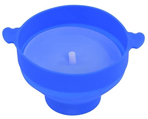 Microwave Popcorn Maker, Collapsible Silicone Microwave Hot Air Popcorn Popper Bowl with Lid and Handles, Dishwasher Safe(Blue)