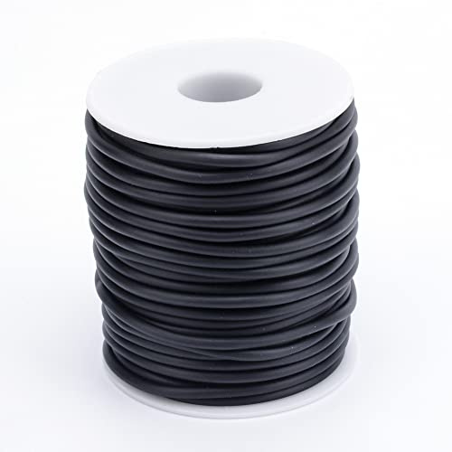 Craftdady Tubo hueco de 15 m, cable de goma de PVC, cable de goma envuelto alrededor para el collar de alambre de memoria, pulsera de punto, negro