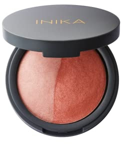 INIKA Organic Mineral Baked Blush Duo - Vegan, Cruelty-Free Makeup with Hydrating Squalane and Antioxidant-Rich Magnolia Bark Extract, Complementary Rose and Peach Hues for Radiant Glow,30 ml (Peach)